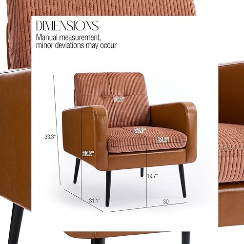 Miniatura 2 de Cómoda silla decorativa para sala de estar, silla de lectura moderna de mediados de siglo, con patas de metal, sillón tapizado para dormitorio,
