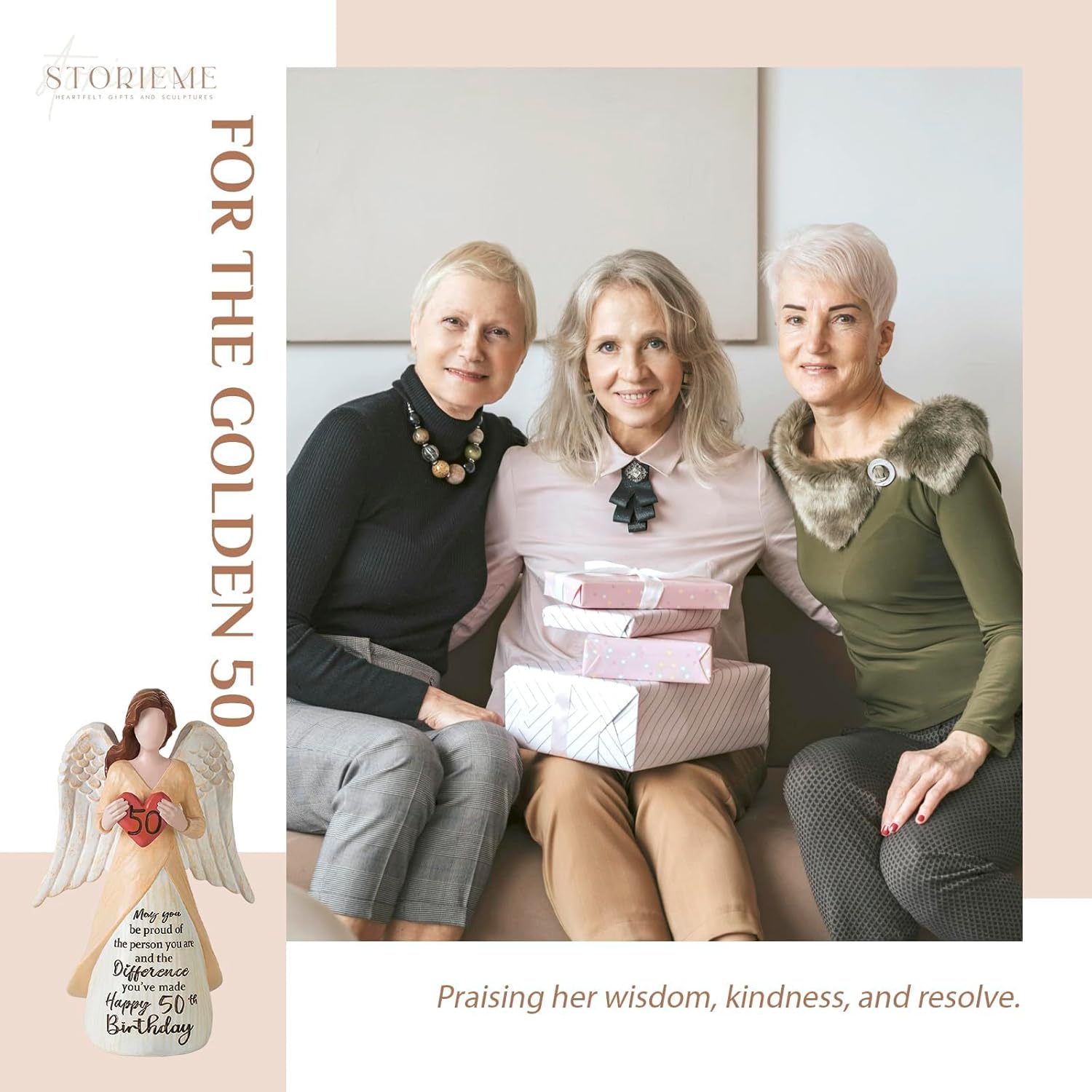50th Birthday Gifts for Her Women: Happy Birthday Gift for Friends Besites Sisters Daughter Mom 50 Year Old Woman Birthday Angel Figurine - Image 8