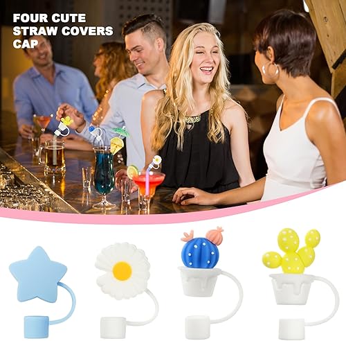 Miniatura 5 de AUAUY 4 fundas de popote para Stanley Cup de 40 onzas y 30 onzas, bonitas fundas de punta de pajilla, cubiertas de paja Stanley reutilizables,