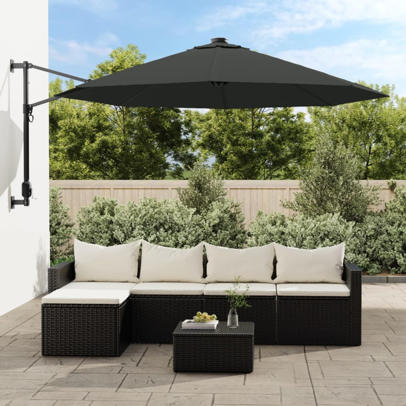 ZEYUAN Tissu de Remplacement pour Parasol déporté Anthracite 350 cm,Housse de Rechange pour Parasol,Imperméable,Anti-UV, Tissu de Remplacement pour Parasol