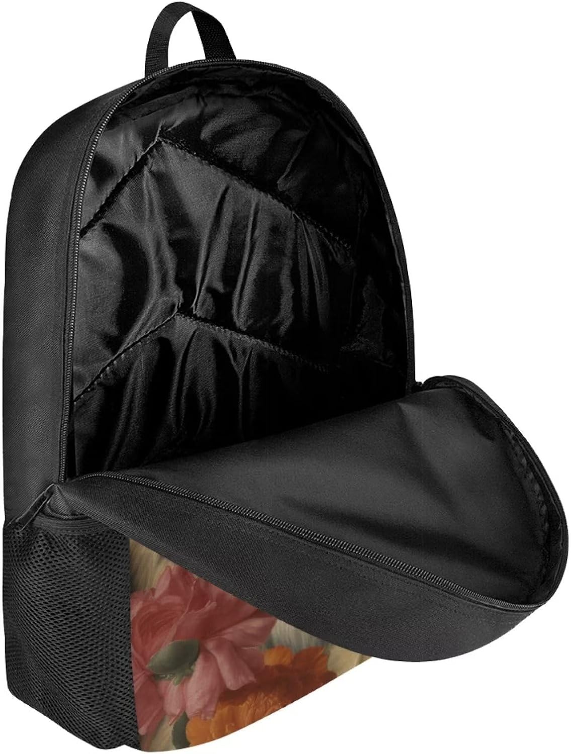 Vintage Floral Tiger Backpack for Boys Girls Elementary Cute School Bag with Padded Back Adjustable Straps Personalized Trendy Large Capacity Backpack 17 Inch Student Basic Black Bookbag