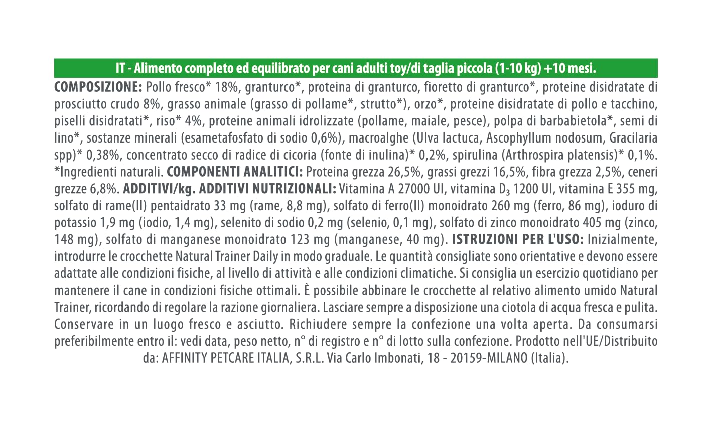 Trainer Natural Cibo per Cani Small and Toy Adult, Prosciutto Crudo, 2 Kg