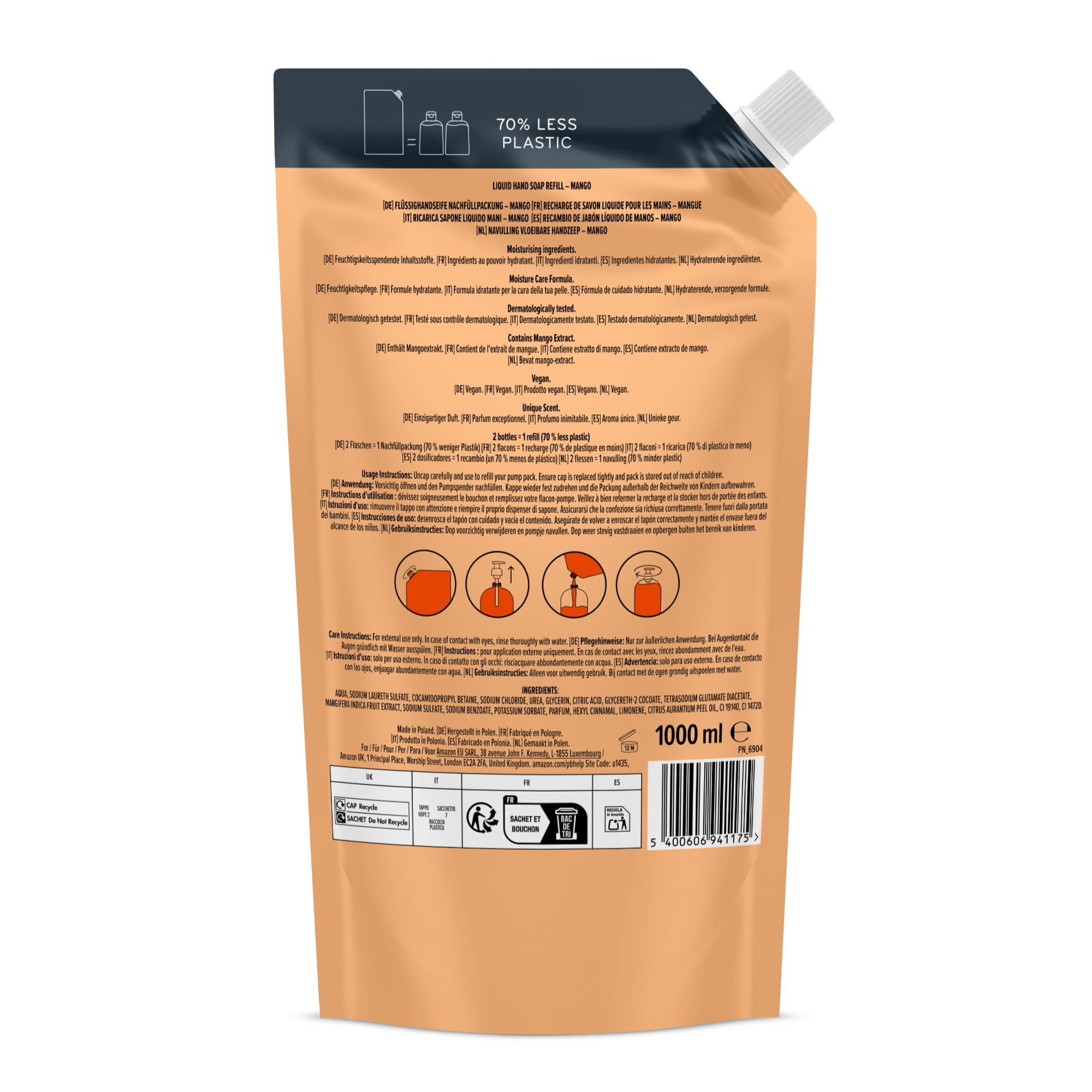by Amazon Mango Hand Soap Refill, 2 x 1000ml