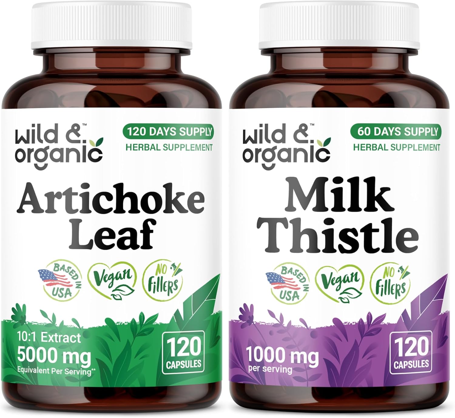 Wild & Organic Artichoke Leaf 120 Capsules & Milk Thistle 120 Capsules