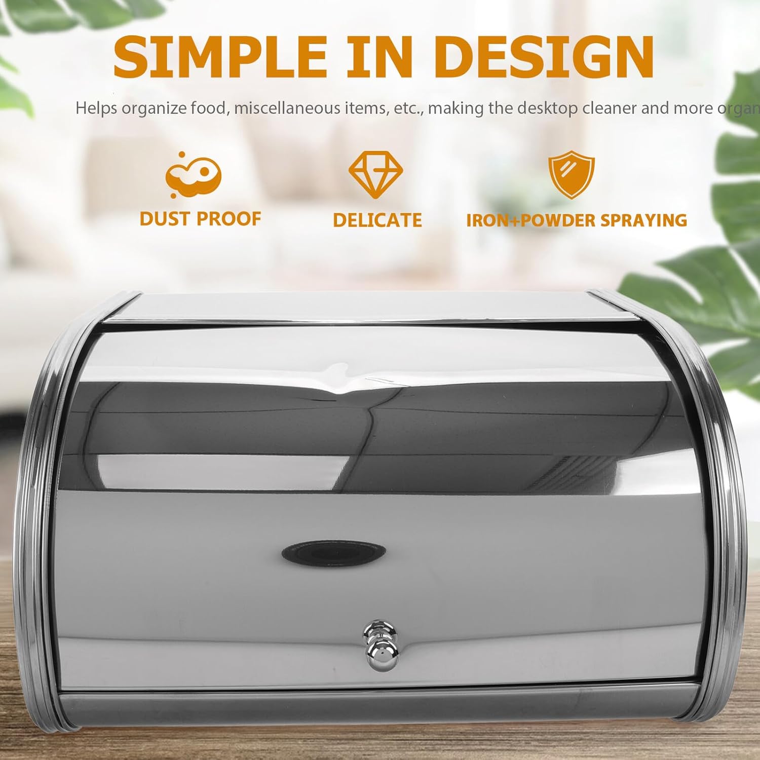 TOYANDONA Stainless Steel Bread Storage Container with Matte Mirror Surface Small Flat Side Retro Kitchen Bread Box for Countertop Food Organization