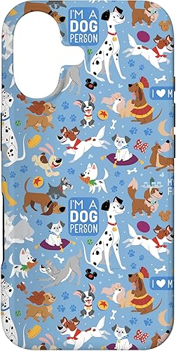 Disney Funda azul para iPhone 17 con texto en inglés "Dogs I'm a Dogperson