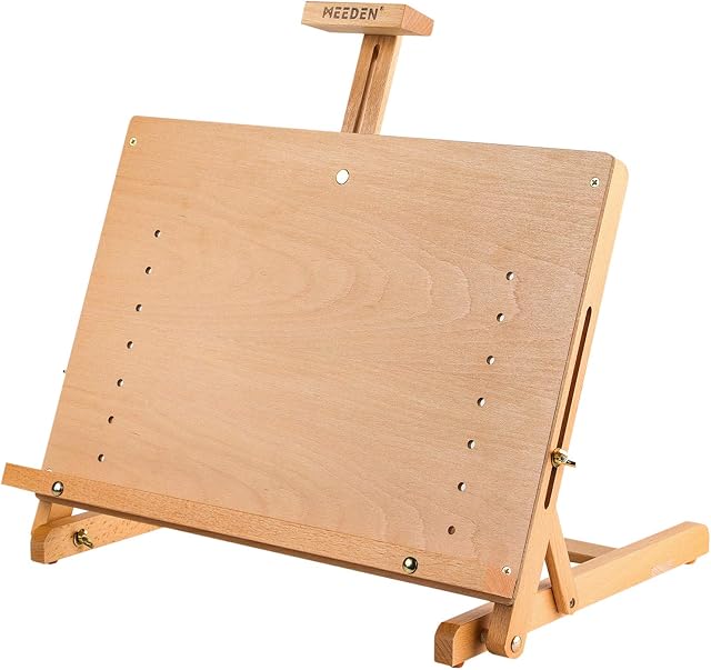 MEEDEN Large Drawing Board Easel, Solid Beech Wooden Tabletop H-Frame Adjustable Easel Artist Drawing & Sketching Board for Artists, Teens & Painters, Holds Canvas up to 23"