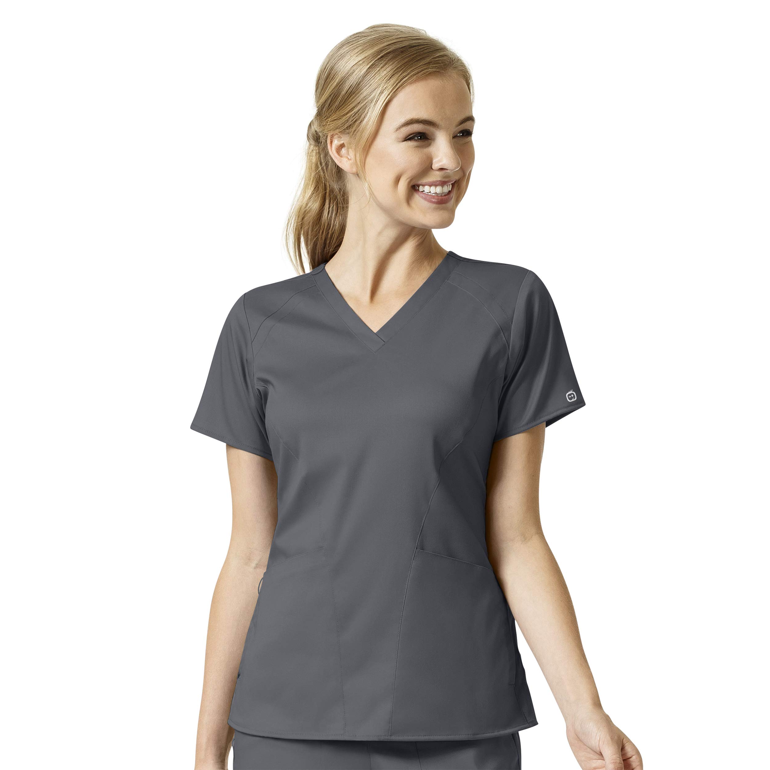 WonderWink Womens Women's Four Pocket V-Neck Top Medical Scrubs Shirt, Pewter, 3X US