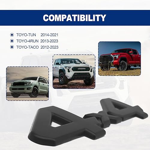 Miniatura 7 de Insignia universal de 4X4 con logotipo 3D, repuesto de adhesivo de cobertura completa compatible con Toyota 4Run, Tac, modelo Tun SUV camioneta