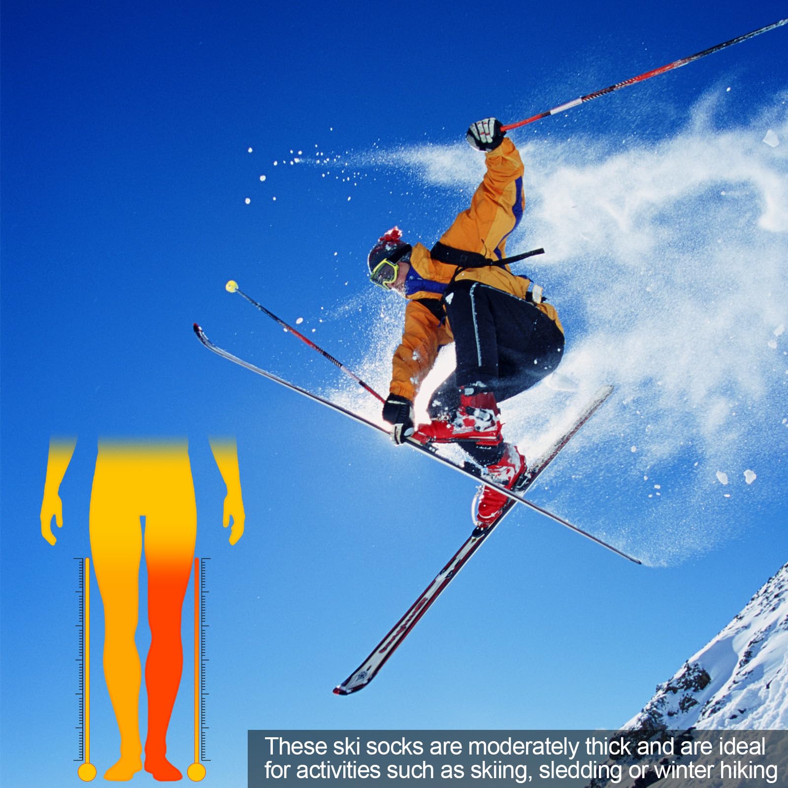 Calcetines de Esquí de Lana Merino Unisex para Hombre & Mujer Calcetines de Esquí Térmicos de Lana Merino Calcetines para La Nieve Calcetines Ski para Snowboard y Deportes Al Aire Libre