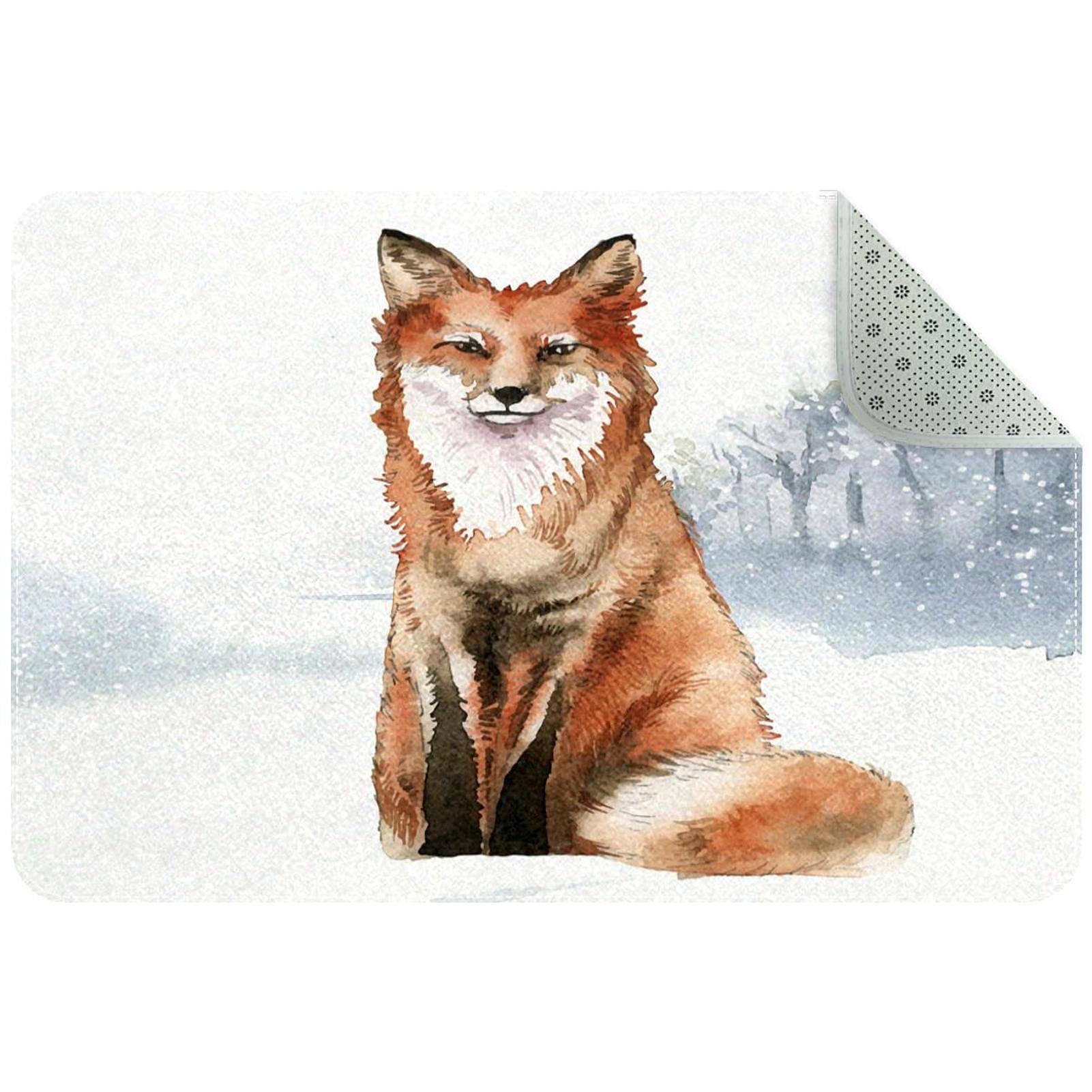 Paillasson d'hiver renard lavable en machine pour tapis d'entrée intérieur et couloir de maison