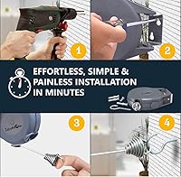 Vista 2 de Paquete de 2 tendederos retráctiles de 40 pies con 48 pinzas para ropa Línea de lavandería resistente retráctil Línea de ropa de PVC retráctil