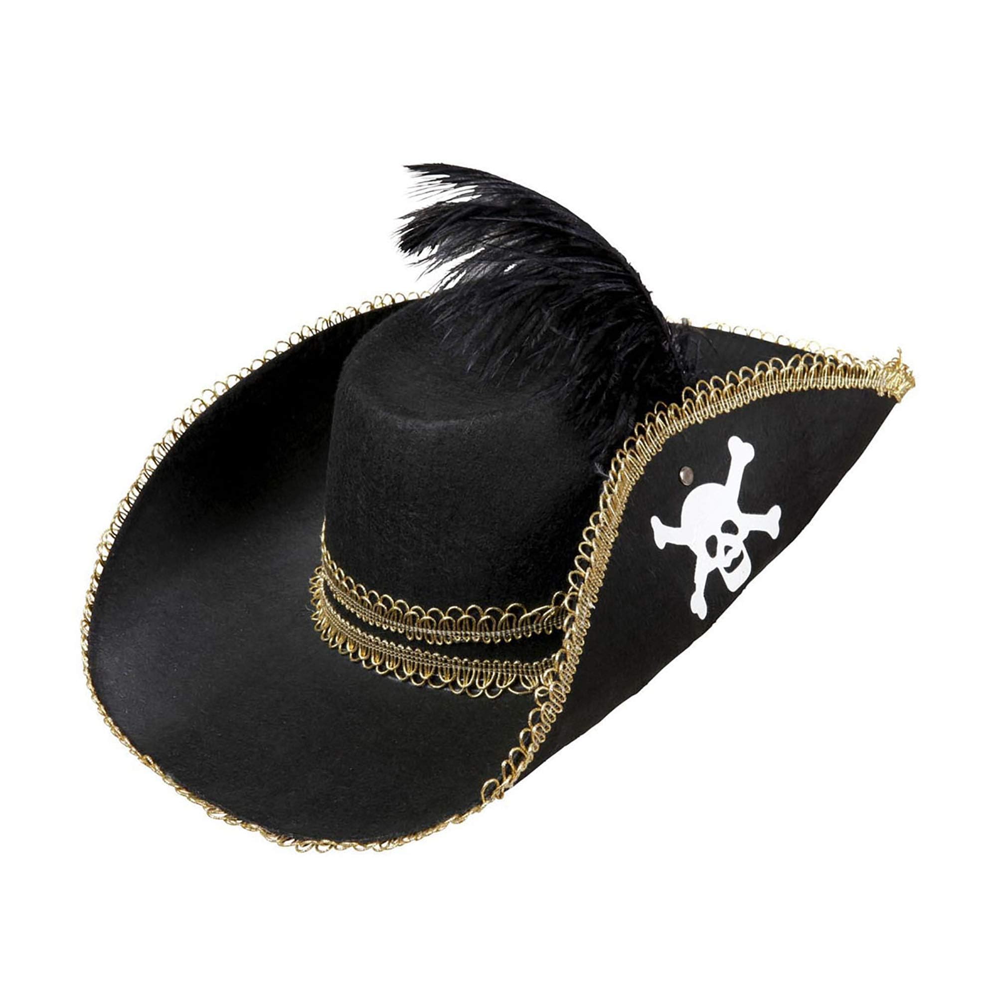 Pirate Felt With Skull & Feather Pirate Hats Caps & Headwear for Fancy Dress Costumes Accessory