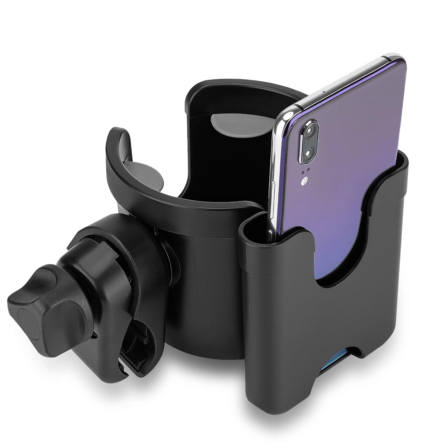 Suranew Stroller Cup Holder with Phone Holder/Organizer, Universal Bike Cup Holder, 2-in-1 Cup Holder for Walker, Bike, Wheelchair, Walker : Baby