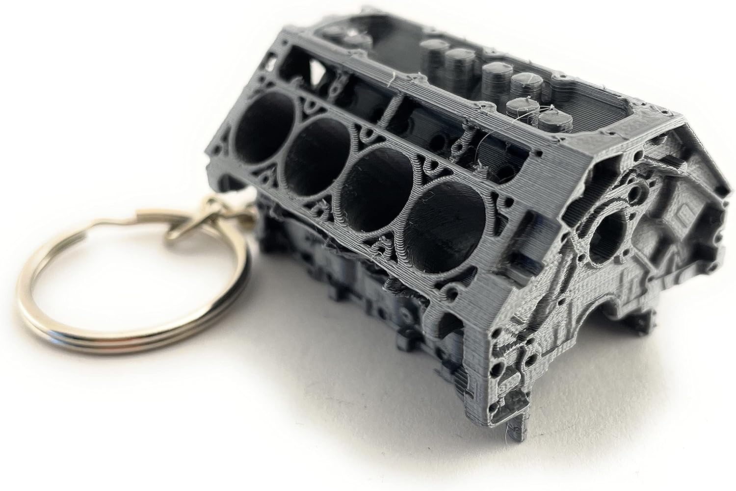 LS Block V8 Keychain Silver - Model Chevy Keyring - LS4 LS3 LS2 LS1 LSX