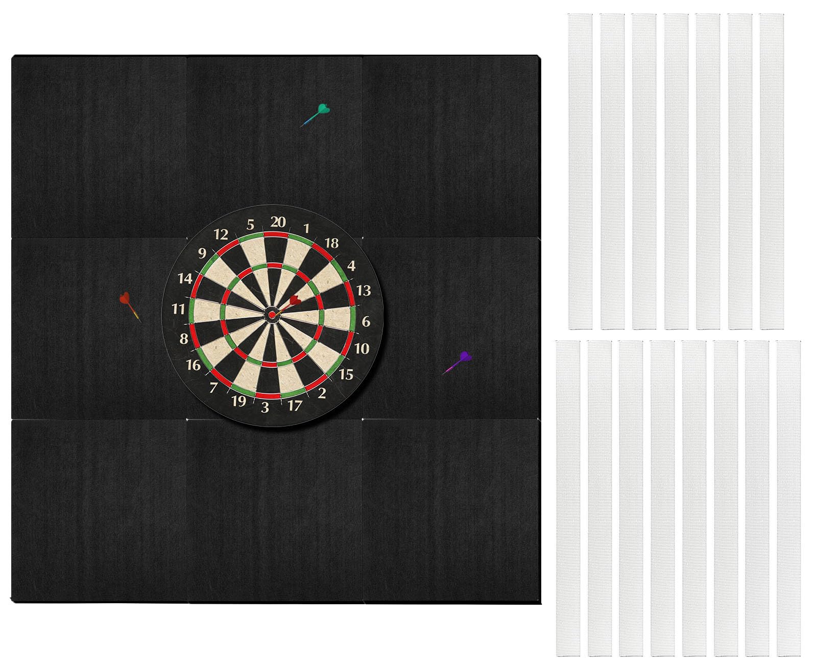 Dart Wandschutz 9 Stück Wandschutz Dartscheibe 30x30cm Dicke von 1,5 cm Dartboard Wandumrandung Selbstklebend Filz-Wandfliesen Kork-Dartboard-Rückseite Surround Wand Board