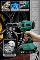 Vista 3 de Llave de impacto inalámbrica, pistola de impacto de 1/2, 2 baterías, pistola de impacto, con 5 enchufes, destornillador de impacto eléctrico