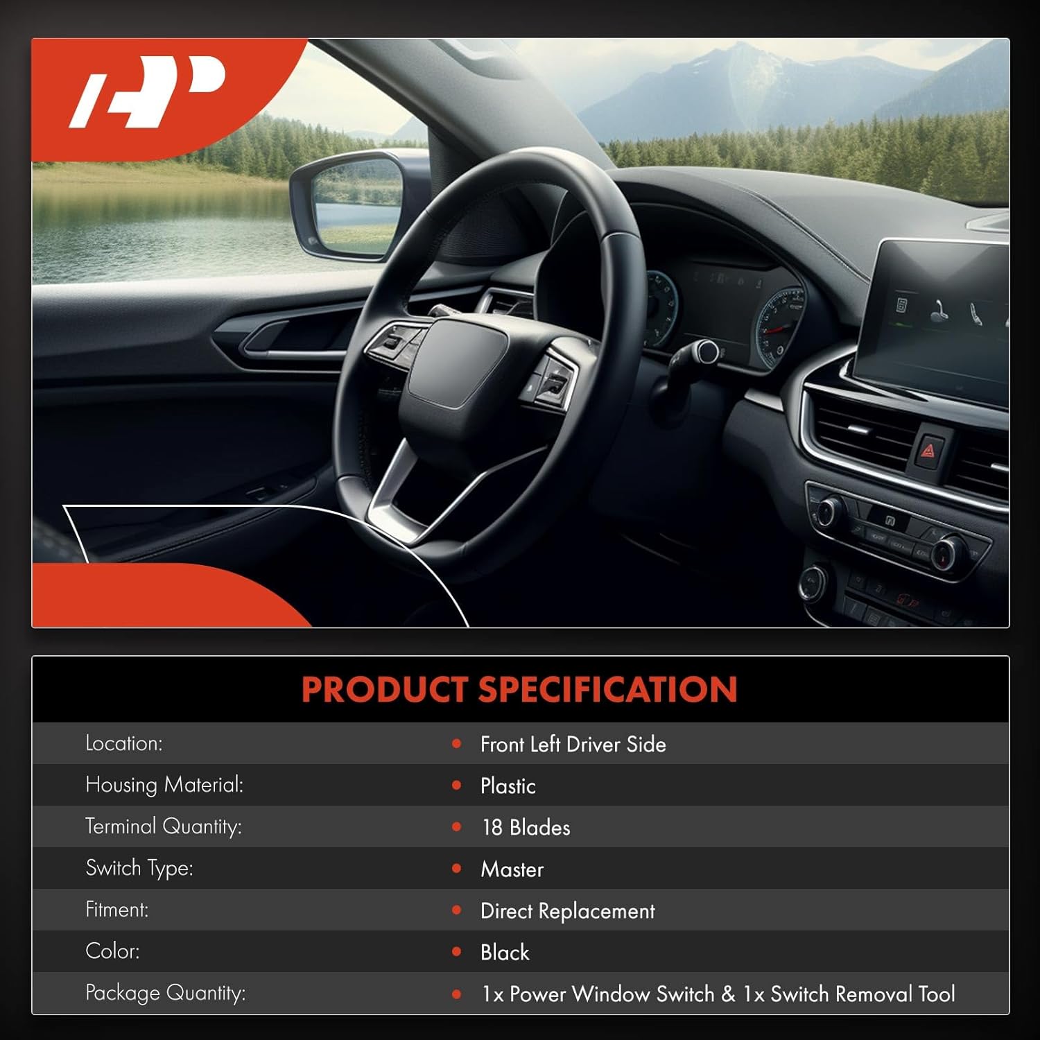 A-Premium Master Power Window Switch Compatible with Kia Forte/Forte5 2014 2015 2016 2017 2018, Front Left Driver Side