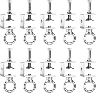 10PCS C-Clamps, I- Beam Clamp with M8 Stainless Steel Screw Ring | Stainless Steel Cable Hangers, Universal Desk Clamp Conduit Hanger for Metal Mounting Household