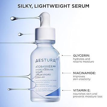 AESTURA ATOBARRIER365 Hydro CERA-HA Korean Face Serum with Ceramides, Hyaluronic Acid & Niacinamide | Lightweight Hydrating Serum for Barrier Repair & Glow For Dry & Sensitive Skin, 30ML / 1.01 fl.oz.