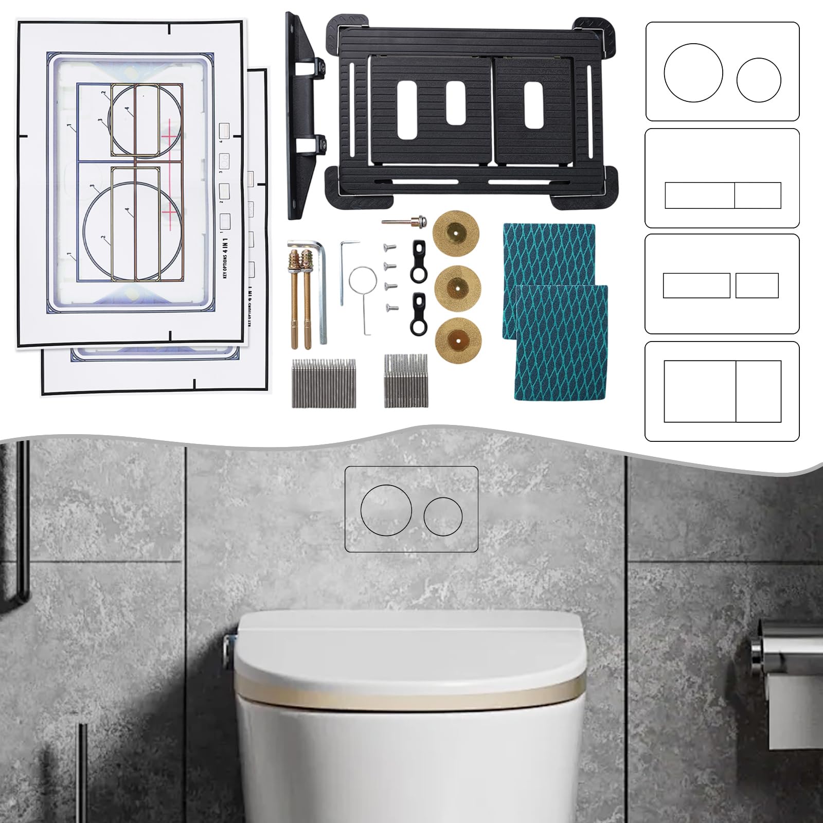 Plaque De Chasse D'Eau Invisible Magnétique Pour Geberit Sigma30 – Compatible Sigma-All, Finition Carrelée