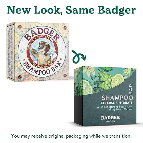 Miniatura 3 de Badger - Barra de champú acondicionador de jojoba y baobab, barra capilar vegana natural, 3 oz