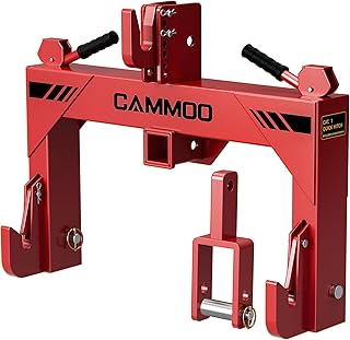 3-Point Quick Hitch with 2" Receiver＆Extra Versatile Adapter, Adaptation to Category 1, No Bushing Required, 3000LBS Lift Capacity, 5 Level Adjustable Bolt &Reinforcing Rib Design (Red)