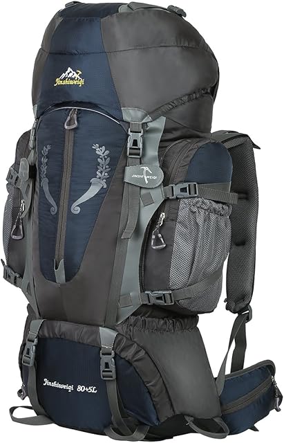 HWJIANFENG LOCAL LION 80L Backpack for Outdoor Sports Hiking Traveling Trekking Camping Waterproof Mountaineering Ultralarge Capacity Internal Frame Men Women 80L