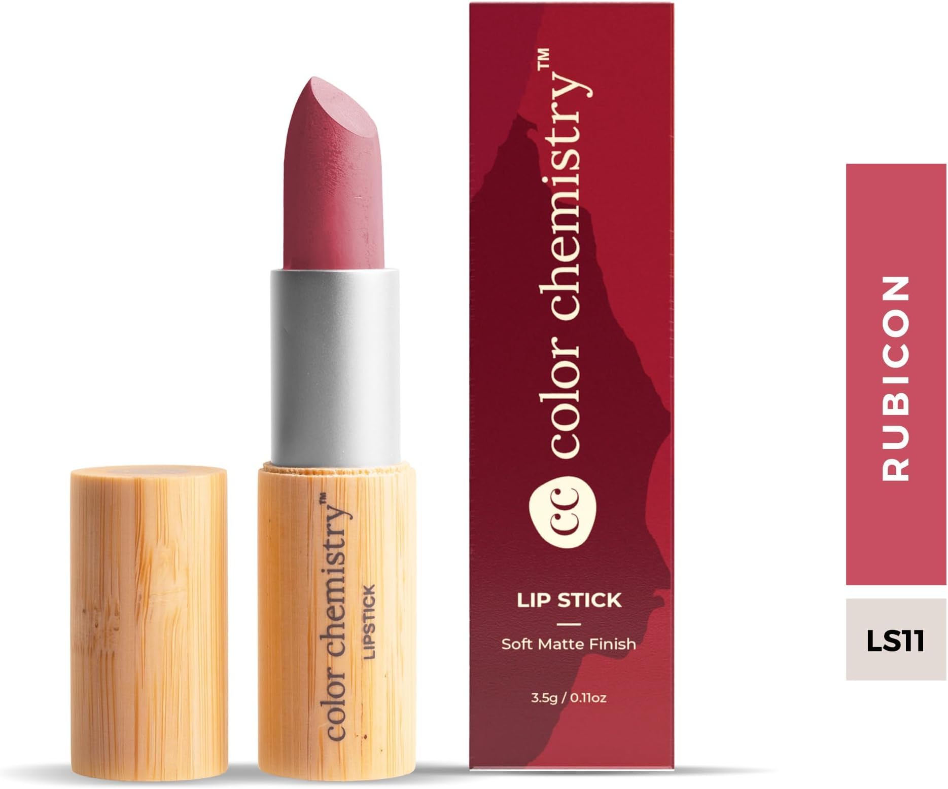 Color Chemistry lipstick,3.5gm (Rubicon LS11) | Highly Pigmented, Weightless Lip Colour with Botanical Extracts & Nourishing Oils for a Soft, Smooth Finish | Soft-matte lipstick formula