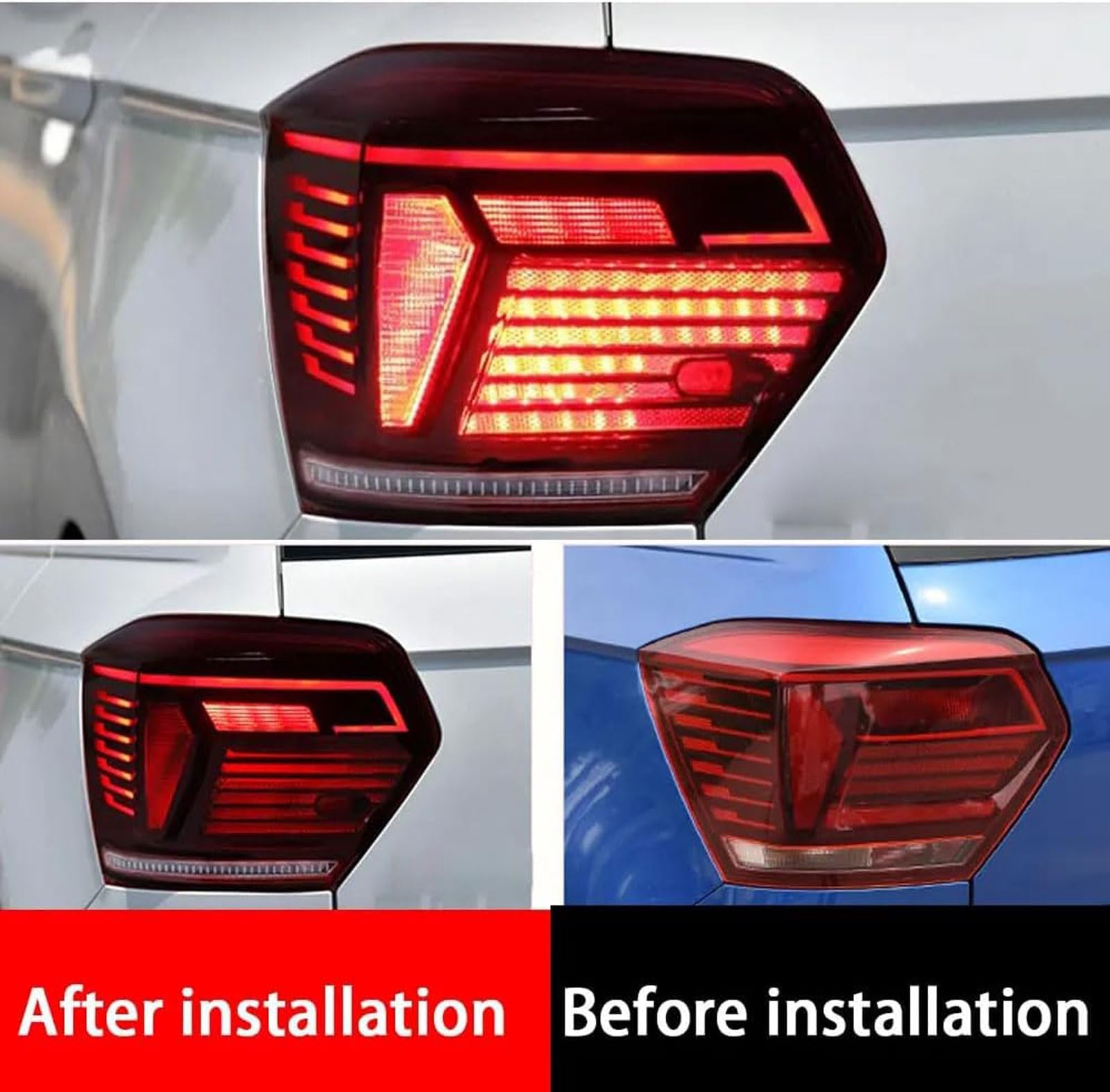 Auto Fanale Posteriore per VW Polo 2019 2020 2021 2022 2023, Faro Posteriore LED - Luce Stop E Frecce Antinebbia, Gruppo Luci Posteriori Sostituzione