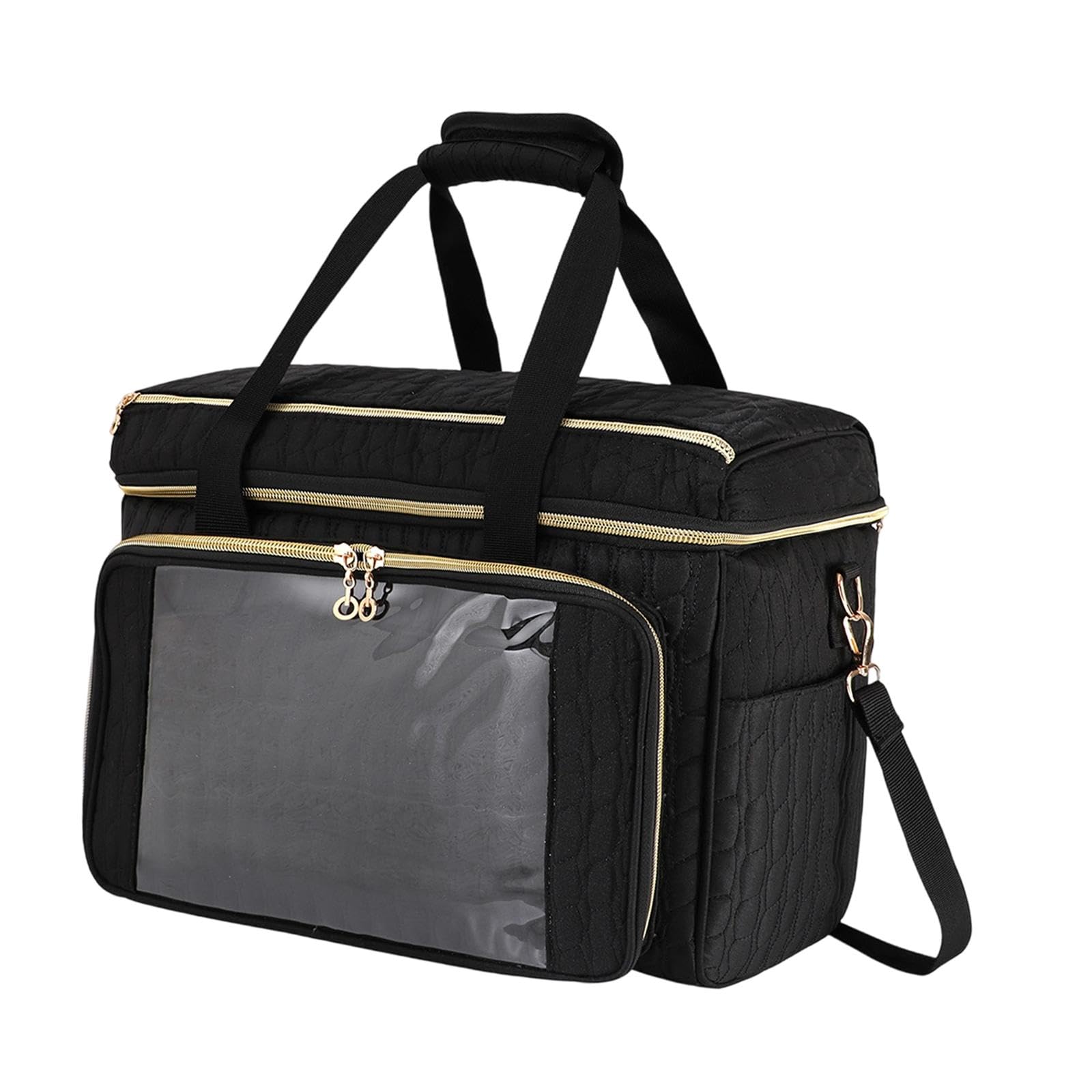 Bolsa de Tejer, Soporte para Guardar Hilo, Elegante Bolsa de Costura, Accesorios, Asa Portátil para Mesa de Parque, Negro, Individual