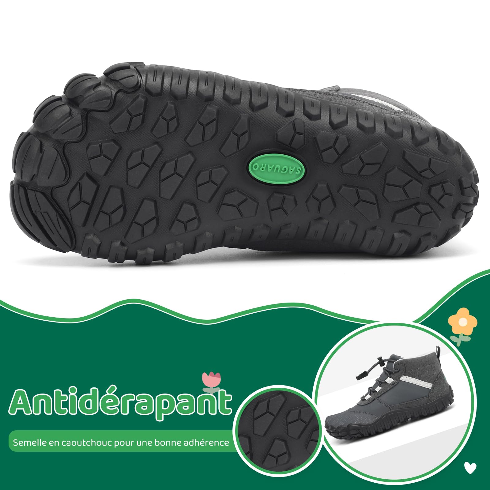 SAGUARO Chaussures de Trail Running Enfants Chaussures Minimalistes Barefoot Antidérapantes Léger Respirantes