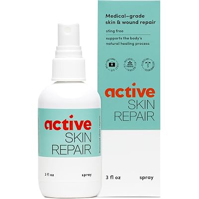Active Skin Repair First Aid Healing Skin Spray - Natural & Non-Toxic with Hypochlorus Acid for Minor Cuts, Wounds, Scrapes, Rashes, Sunburns, & More, 3 oz