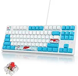 Teclado mecânico para jogos 80%, teclado retroiluminado TKL RGB de 87 teclas, interruptores vermelhos totalmente anti-ghosting, com fio USB, teclado PBT Dye-Sublimation para Windows, PC, Mac