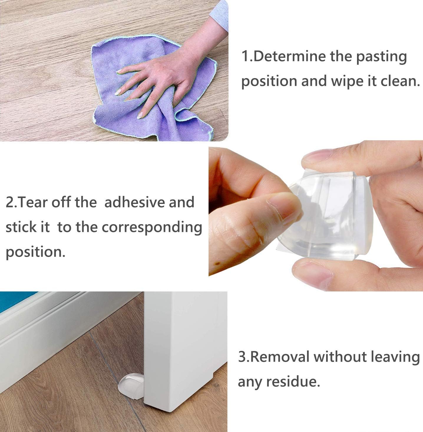 Hantoc Lot de 4 Arrêts de Porte Transparents: Protection Invisible pour Portes et Murs - Description