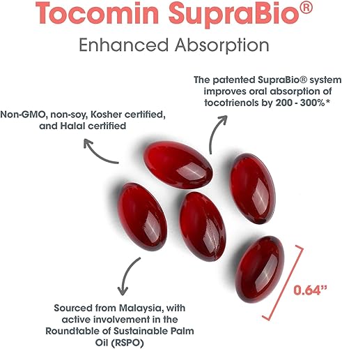 Vista 11 de Allergy Research Group Tocomin SupraBio Tocotrienoles Suplemento de 200 mg - Tocotrienoles Vitamina E, Complejo Tocotrienol de Palma, Tocotrienoles