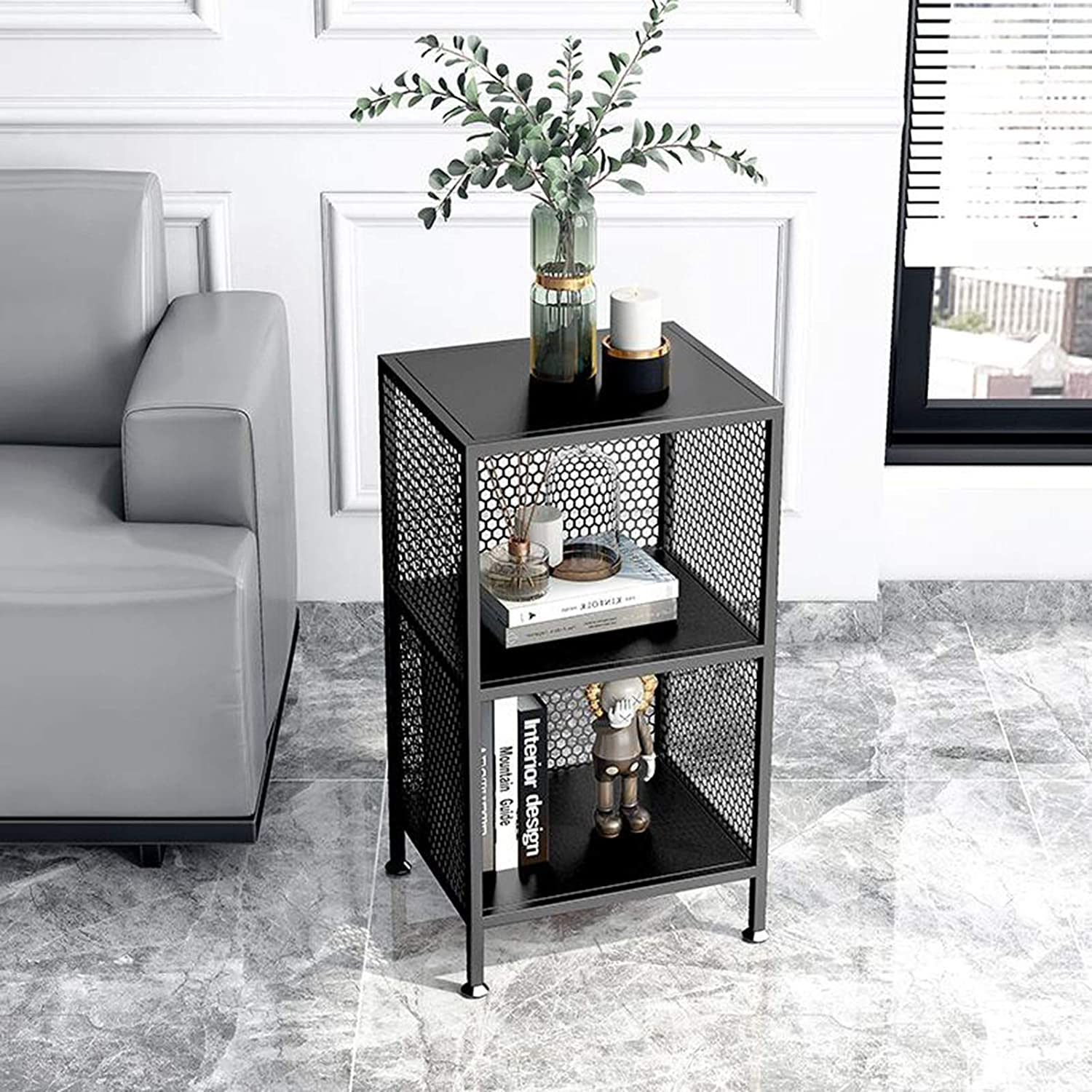 INDIAN DECOR 48265 Modern Shelving Tables, Metal Mesh Floor Bed, Living Room Den Management Storage Management Multi-Layer Rack (Size: 13.77 * 11.81 * 24.80in, Color: Black)-image-32