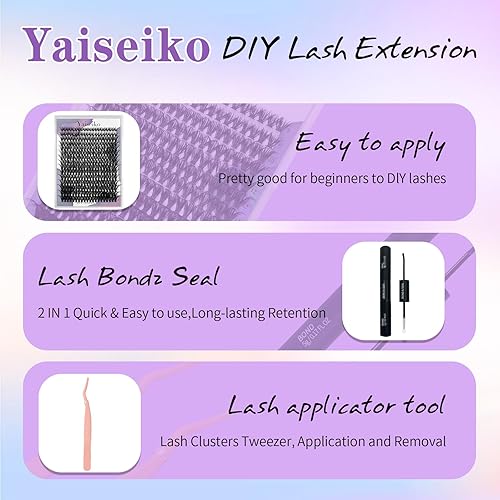 Miniatura 4 de Kit de extensiones de pestañas 50D esponjosas en racimo de 300 piezas, kit de pestañas individuales con unión de pestañas, sello y pinzas de