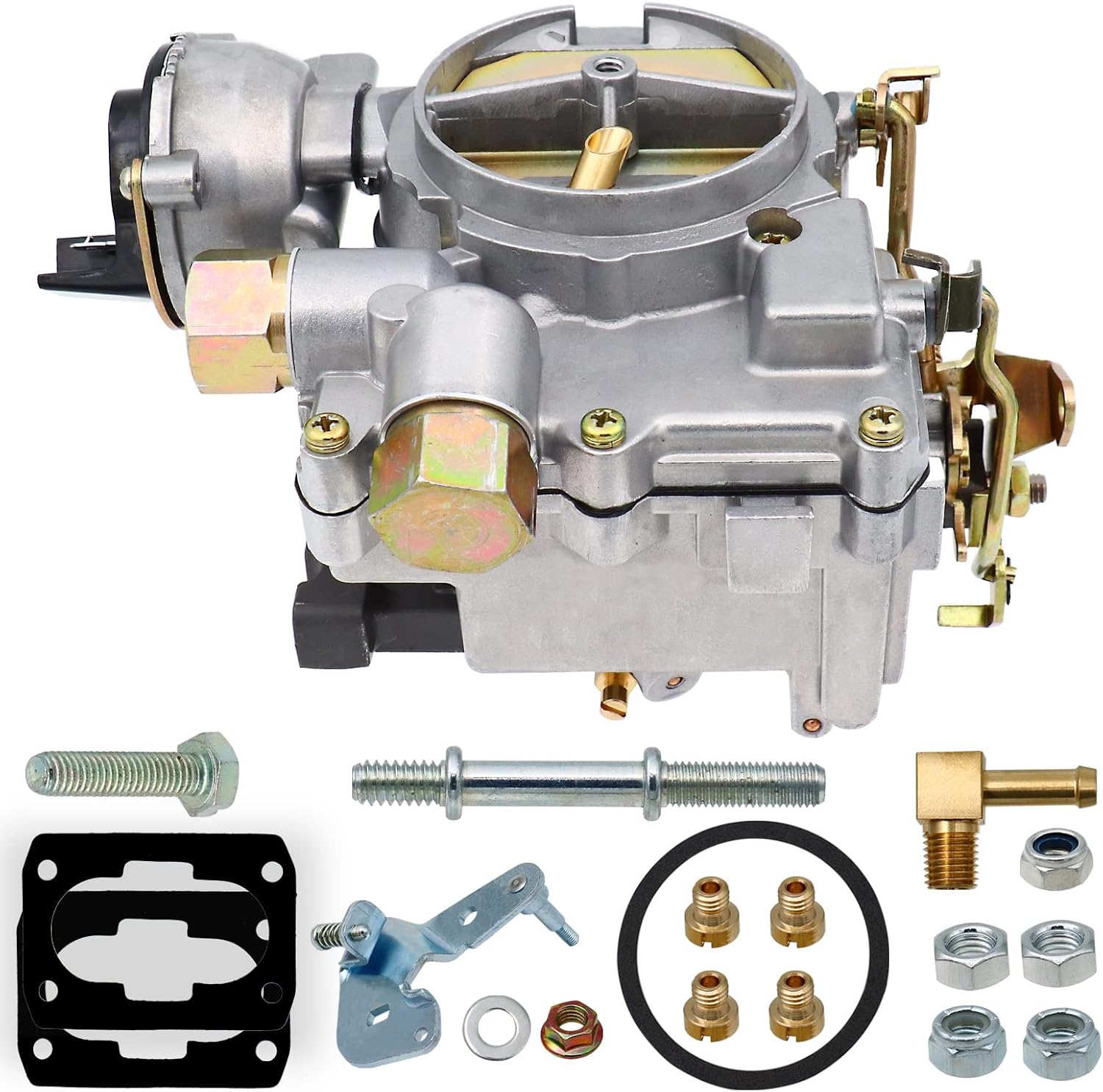 2 Barrel Marine Carburetor for Mercruiser Rochester Mercarb 3.0L 2.5L 4.3L 5.0L 5.7L Carb V8 4 CYL Engines with Electric Choke & Jets Gaskets Long Linkage, Replace 3310-864940A01