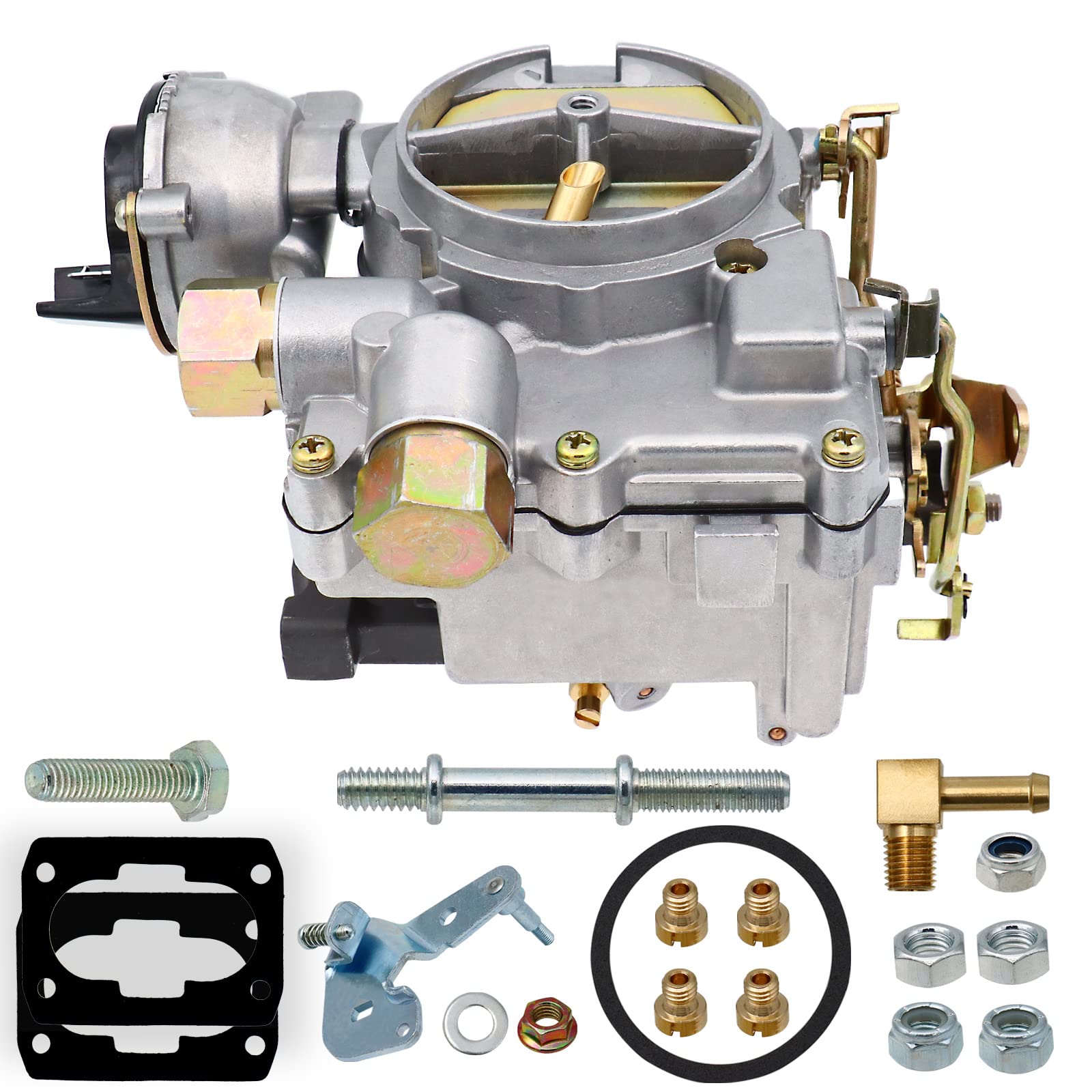 Carburador marino de 2 barriles para motores Mercruiser Rochester Mercarb 3.0L 2.5L 4.3L 4 CYL 5.0L 5.7L V8 con juntas de estrangulador eléctrico y chorros de enlace largo, reemplaza OEM