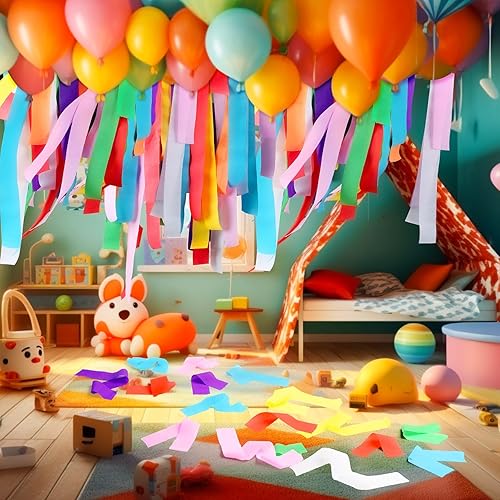 Miniatura 5 de Noveread 72 rollos de serpentinas de papel crepé, 8 colores, serpentinas de arco iris, decoración de fiesta, serpentinas para fiesta de cumpleaños,