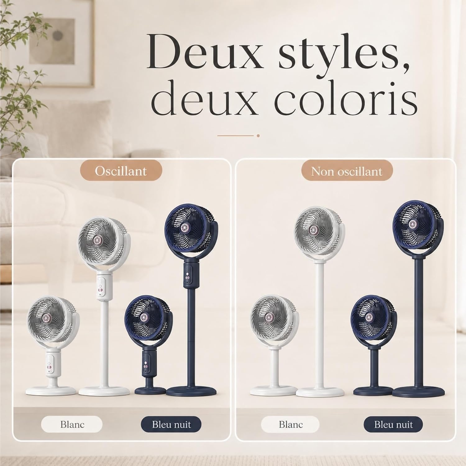 Ventilador de columna interior recargable, aire altura ajustable | Circulador con temporizador y mando a distancia for oficina, dormitorio, salón, cocina(B)