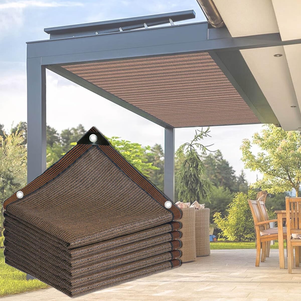 XANAYXWJ Red para sombrilla para Exteriores - Toldo de Malla con Bloqueo UV para jardín, Patio, balcón y pérgola - Vela de Sombra Solar de 8x7 m para Plantas y Flores - Protección al Aire Libre