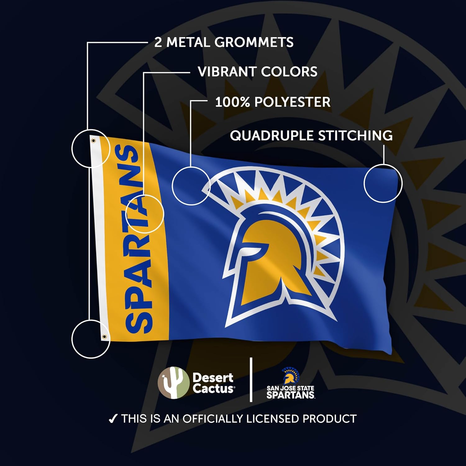 Desert Cactus San Jose State University Flag Spartans SJSU Banners 100% Polyester Indoor Outdoor 3x5 feet Flags (Team Name) - Image 4