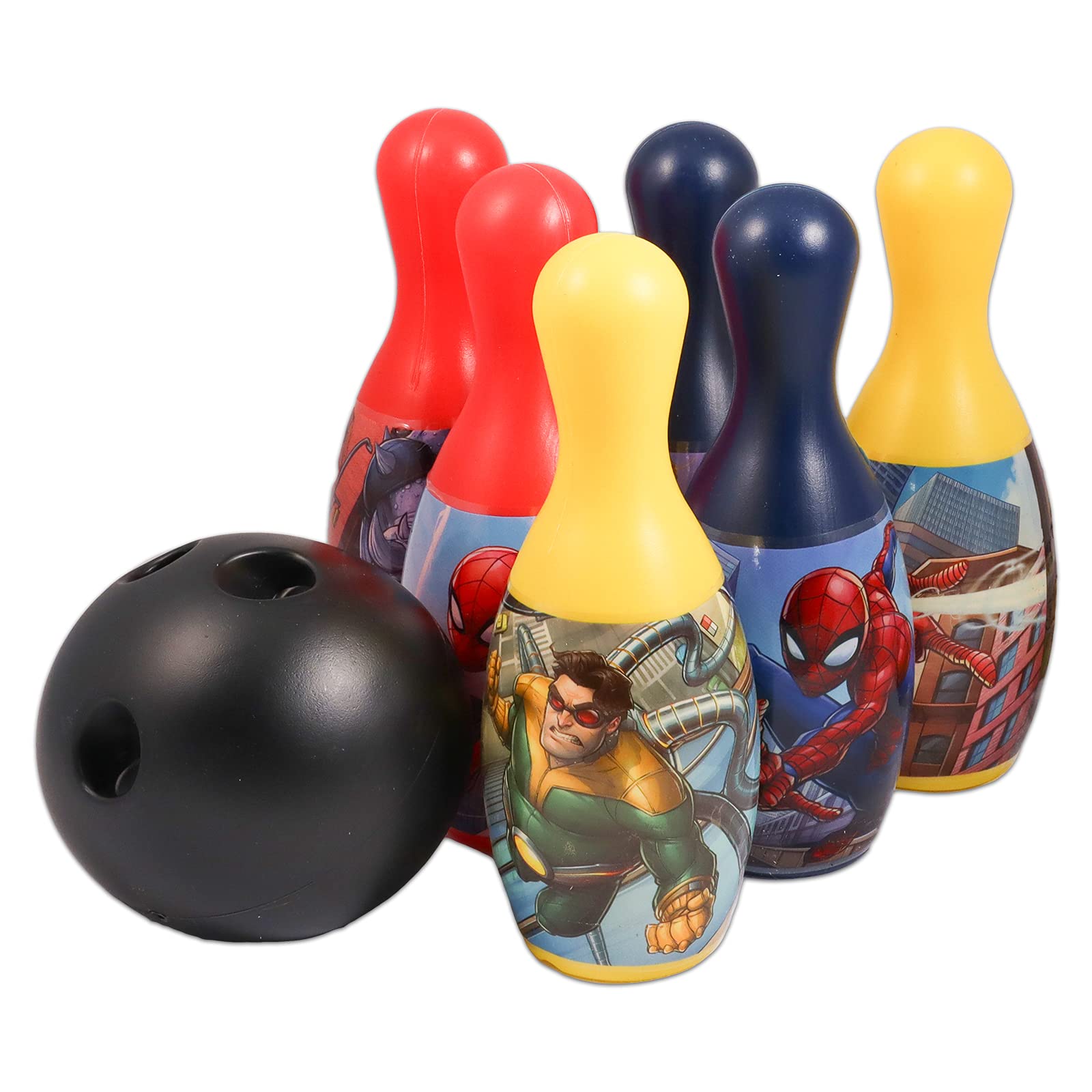 Toyland® Jeu de Quilles Coloré pour Enfants 12 Pièces - 9 Quilles, 2 Boules Rondes et 1 Support - Jouet D'intérieur/Extérieur - Jeux de Jardin en Famille