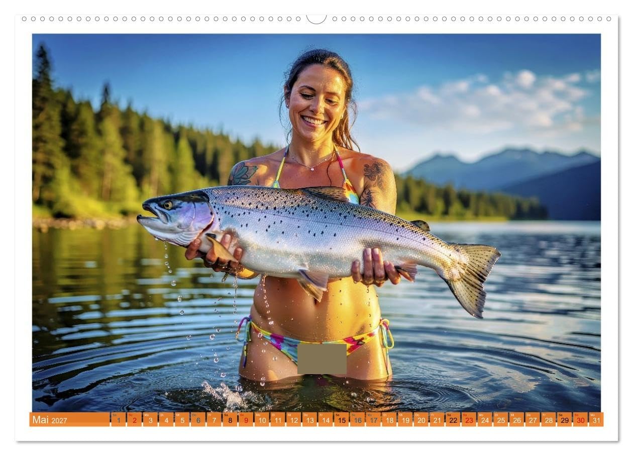 Sexy - Girls mit großen Lachsen (Wandkalender 2027 DIN A2 quer), CALVENDO Monatskalender: Selbstbewusste Girls präsentieren stolz ihre riesigen Lachse. (CALVENDO Erotik)