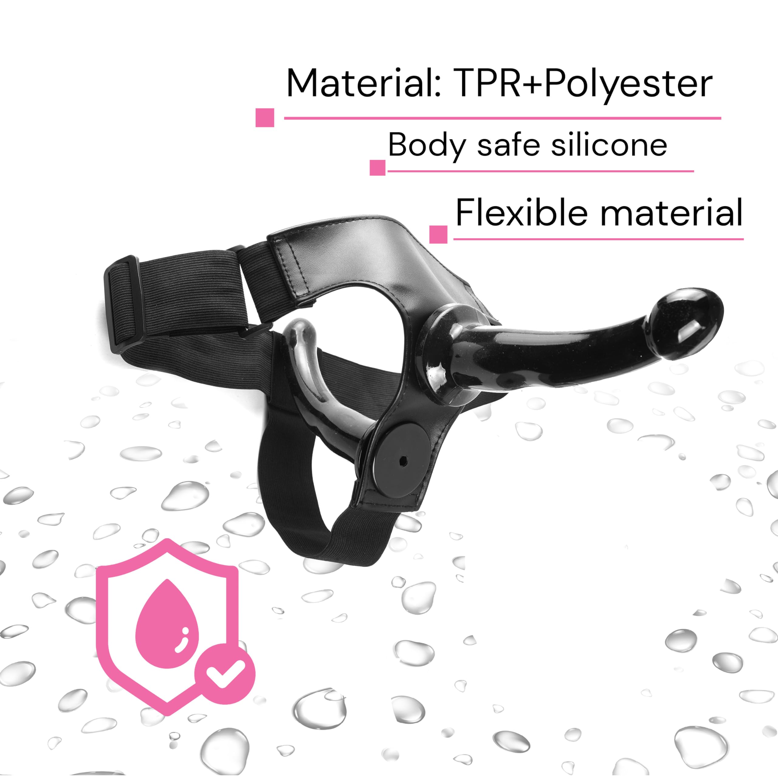 FOPS Strap-On Doppio per Coppie – Doppia Penetrazione con Dildo Nero 19 cm & 16 cm Regolabile fino a 110 cm Giocattolo Sexy per Donna D57