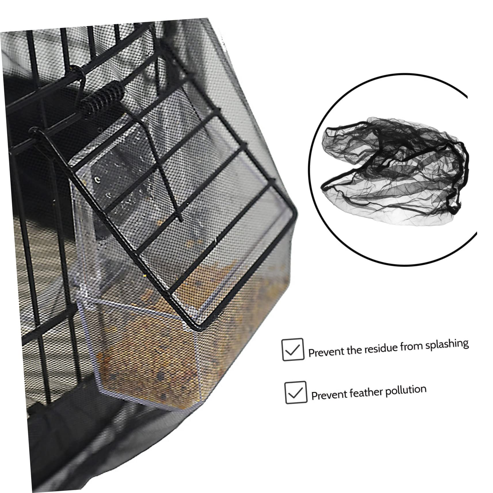 CIYODO Bird Cage Accessories Mesh Net Cover for Bird Cages Large Black