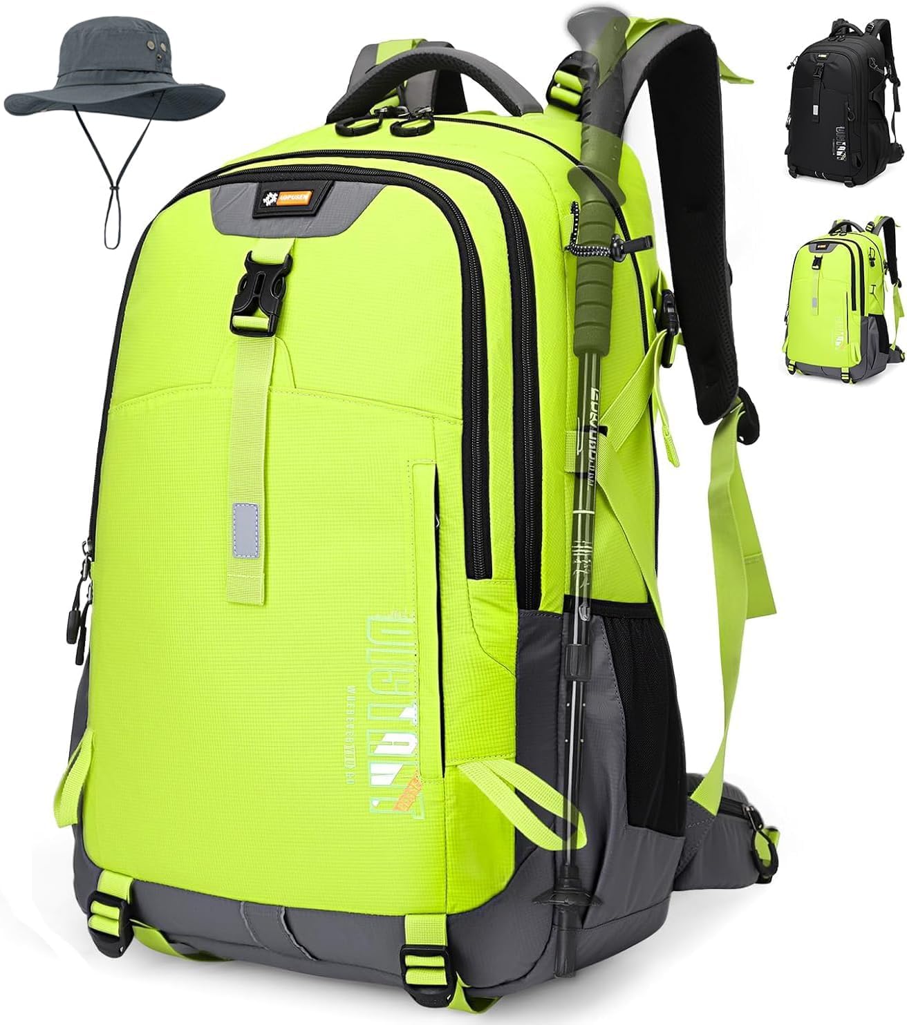Super Eager 50L Large Capacity Multifunction Hiking Backpacks,Waterproof Rucksack for Men and Women, Durable Daypack for Hiking, Camping and Outdoor Adventures (Green)
