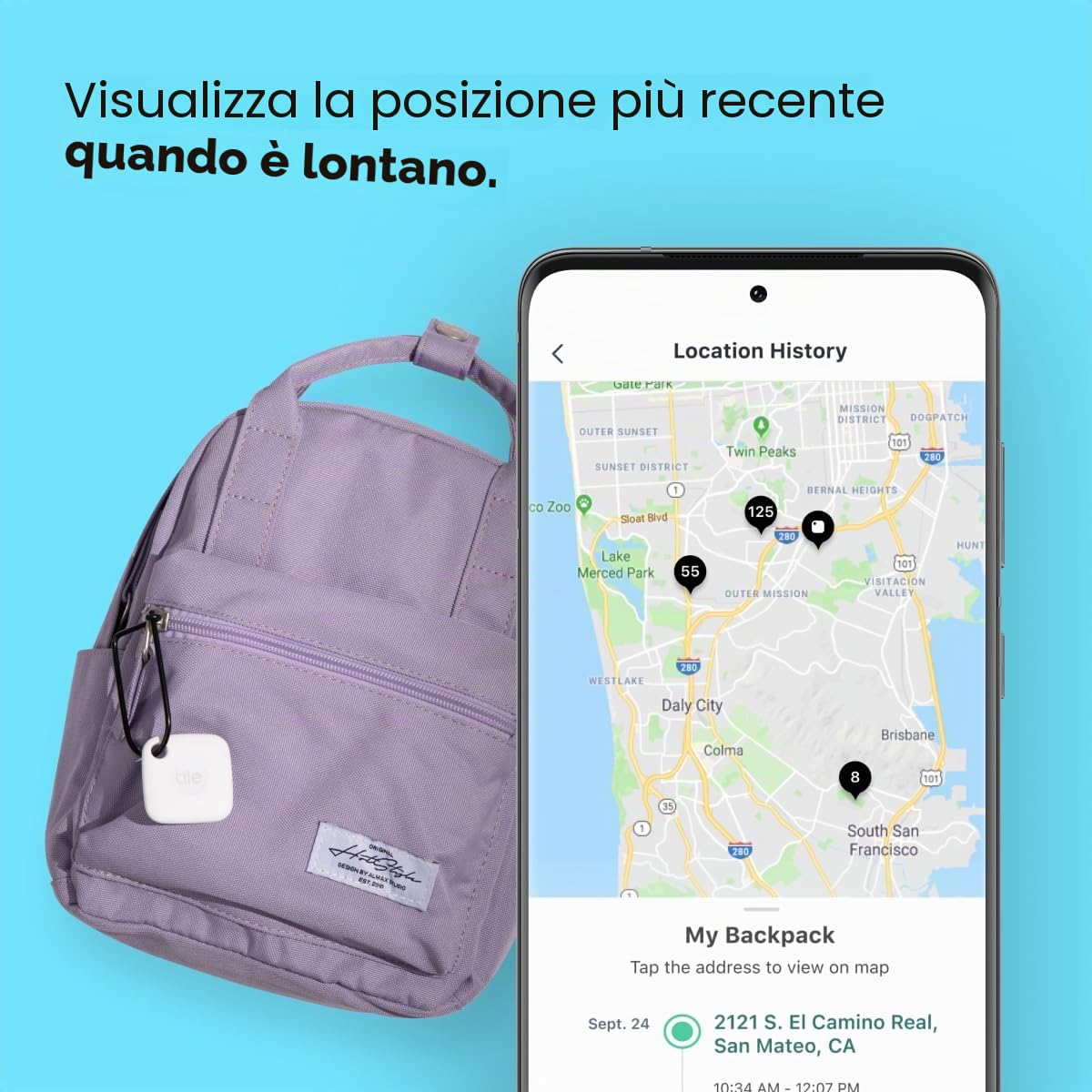 Tile Mate (2022) Bluetooth Trova oggetti,2 Pezzi, Portata rilevamento 60m, compatibile con Alexa, Google Home, iOS e Android, Trova chiavi, telecomandi e altro, Nero/Bianco